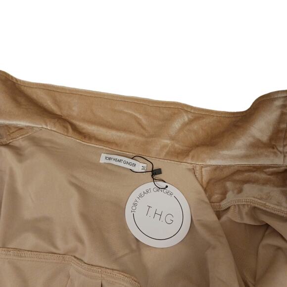 Toby Heart Ginger Velvet Trench Long Jacket Love Indie Sz M Beige Velour Classic - Picture 2 of 16